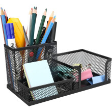 Pennenhouder van hoogwaardig draadgaas, ruimtebesparend en krasbestendig stalen draadgaas voor kantoorartikelen, multifunctionele bureau-organizer.