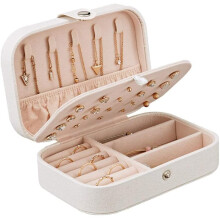 Modisches Reise-Schmuckkästchen, kirschrosa, mit herausnehmbaren Fächern, weichem Samtfutter, tragbares Mini-Etui, perfektes Geschenk für Frauen,