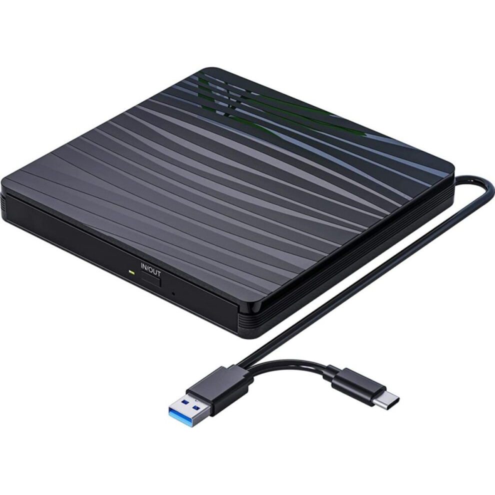 Rgb Illuminated External Cd/Dvd Drive, Usb 3.0 Type-C Cd Burner + - Rw Player Optical Disk Drive For Laptop, Desktop, Macbook, Windows, Linux, Mac Os, 9176269719326