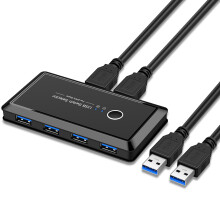 Aluminium USB-switcher, supersnelle USB 3.0-gegevensoverdracht voor 4 apparaten, brede compatibiliteit met LED-indicator, schakelen met één knop en