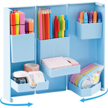 Organizator de birou cu mai multe sloturi, sertar transparent, material premium, suport multifuncțional pentru creioane pentru birou, design pliabil