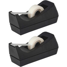 Less Wasteful And Economical Classic Style Desktop Tape Dispenser, Reusable Black Plastic With Non-Skid Base, Ideal For Home And Office