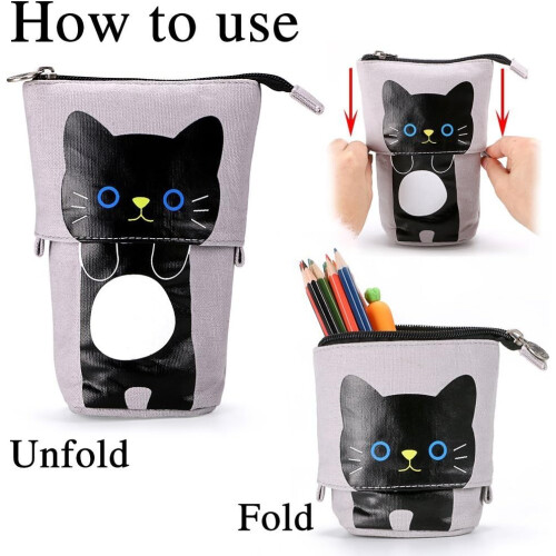 Χαρτικά Kawaii, καμβάς Pu Organizer Pop Up Μολύβι Κουτί, Ρυθμιζόμενη Χαριτωμένη Θήκη Μολύβι 2