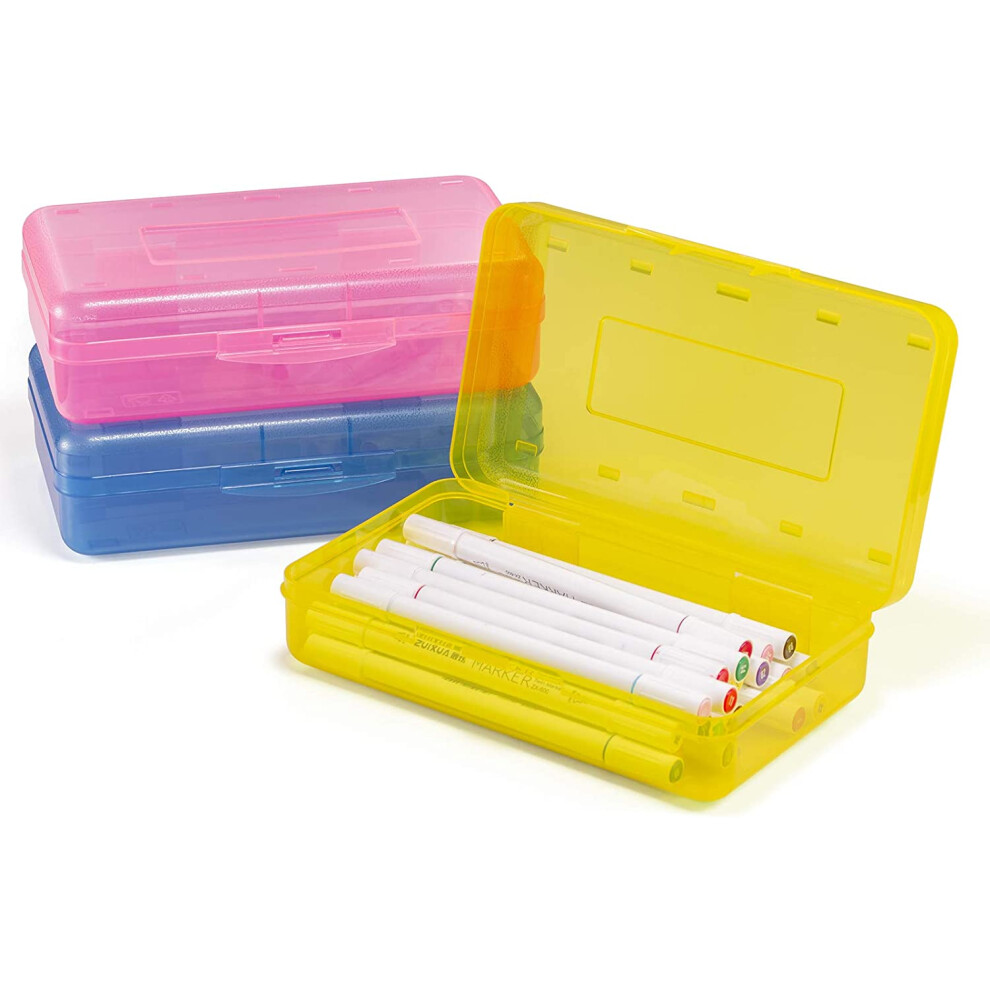 Stationery Storage Solution, Durable Material Clear Construction Stackable Design Pencil Boxes For School, Robust Protective Layer Large Capacity Orga 9176269583330