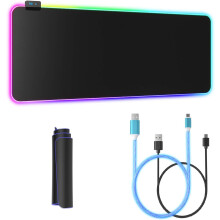 Alfombrilla de ratón para juegos RGB extendida, efecto de retroiluminación de fibra súper brillante para imágenes mejoradas, superficie de