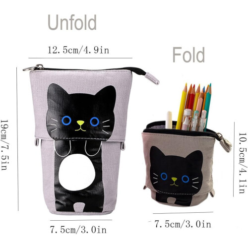 Χαρτικά Kawaii, καμβάς Pu Organizer Pop Up Μολύβι Κουτί, Ρυθμιζόμενη Χαριτωμένη Θήκη Μολύβι 1