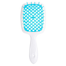 White Blue Paddle Hair Brush for Thick Hair, Wide Tooth Air Cushion for Gentle Scalp Massage