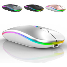 Ergonomische oplaadbare muis, energiebesparend met automatische slaapstand, stille klik voor comfort de hele dag door (regenboog)