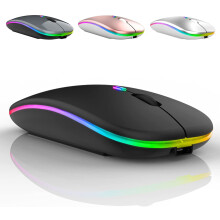 Ergonomische oplaadbare muis, energiebesparend met automatische slaapstand, stille klik voor comfort de hele dag door (regenboog)