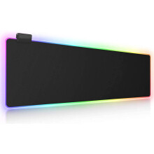RGB Mouse Mat, Extended Gaming Space with Smooth Micro-Weave Cloth, Non-Slip Rubber Base for Uninterrupted Gameplay, Waterproof Surface for Protection