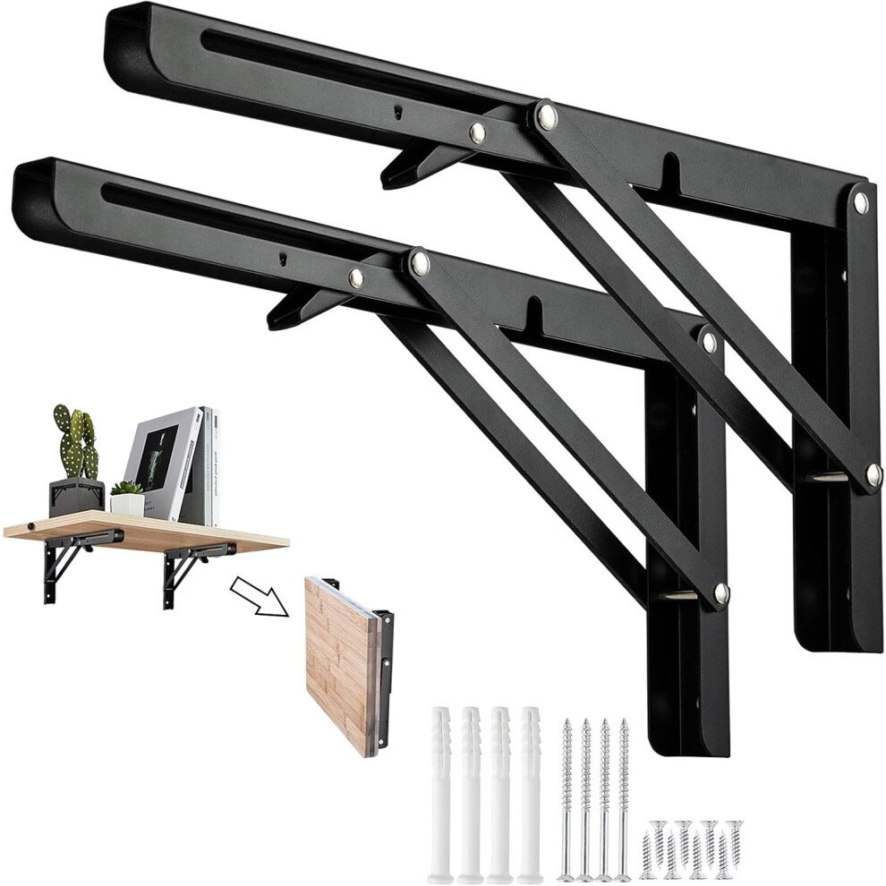 Heavy Duty Steel Shelf Brackets For Floating Wall Mounted, Super Material For Durability Easy To Install Collapsible Shelf Bracket (2 Pieces) 9147006813782