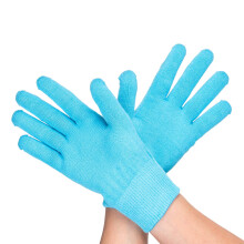 Moisturizing Spa Gloves with Gel Lining for Women Large Size Blue, Deep Hydration Overnight