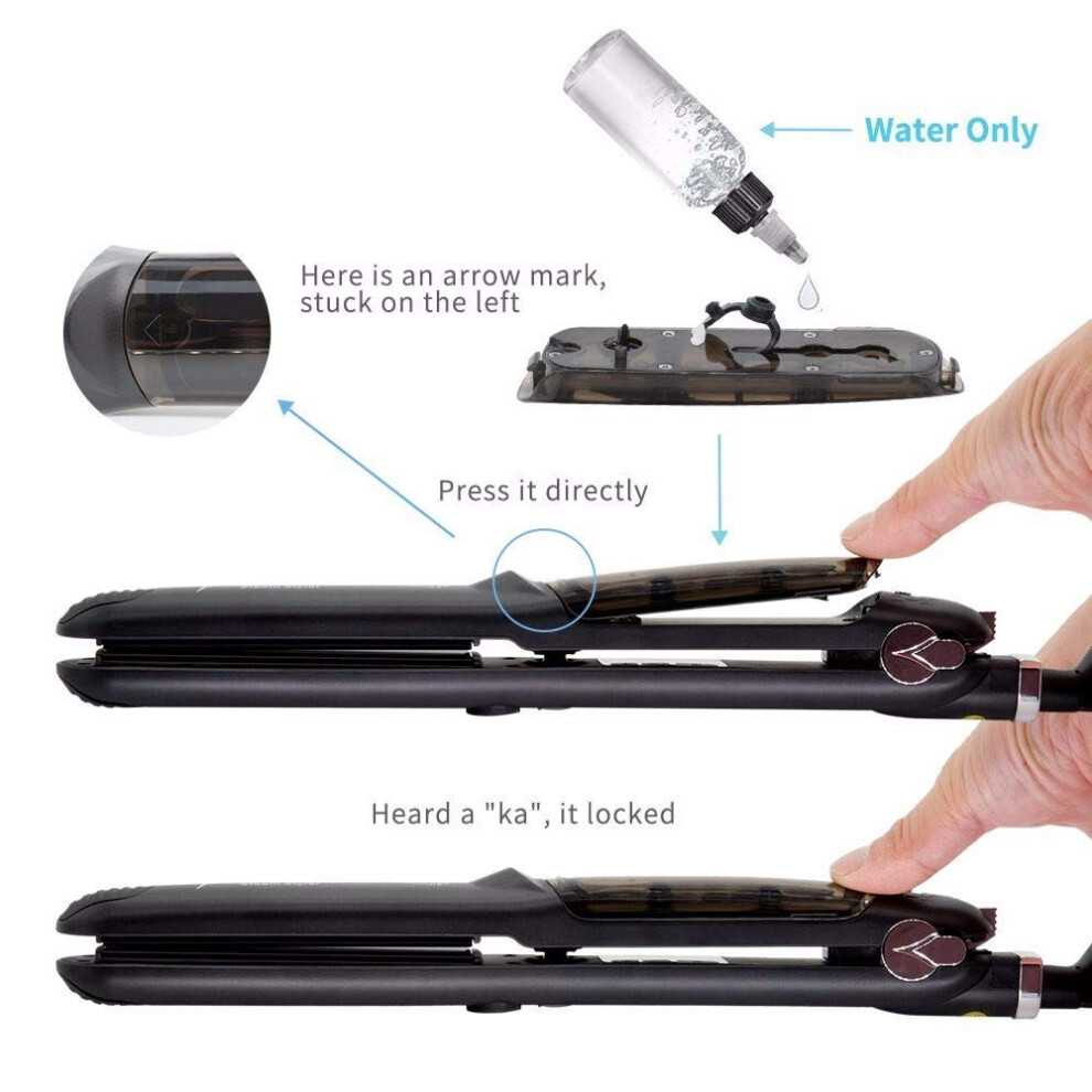 Professional Ceramic Hair Straightener Flat Iron with Steam and Argan Oil, Tourmaline Plates, EU Plug