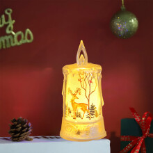 Racsoh Flammenlose Kerzen, elektronische LED-Kerzenleuchte mit Weihnachtsmotiven wie Schneemann, Weihnachtsmann und Rentier, leuchtendes Nacht- und
