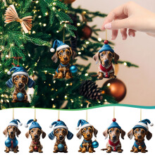 Weihnachtsabverkauf! Dackel-Autoanhänger von lulshou2023, passend zur Weihnachtsbaumdekoration, ideales Geschenk für Zuhause!