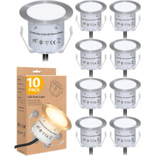 Bán Te - Pacáiste 10 Spotsholas Cúlaitheacha Mini LED Lasmuigh, IP67 Uiscedhíonach, Bán Solas an Lae 4500K, Lampa Urláir 0.6W DC12V do Chosán