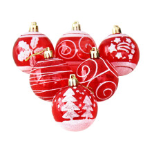 Weihnachtskugel-Set, 6er-Pack, 6 cm große, transparente, bemalte und bedruckte Kunststoffkugeln für Baumschmuck, bunte Anhängerbox