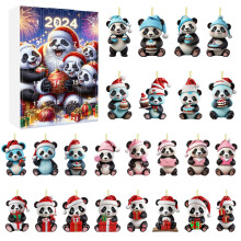 Kersthuisdier aankomst24Verschillende vormen2D Leuke hanger Aftelkalender Doos Kerstboomversieringen