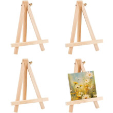 4 Pcs 8 Inch/20cm Wood Easels Foldable Wood Triangle Easel Tabletop Painting Display Easels A-Shaped Easel Stand for Painting Arts and Crafts