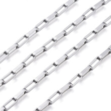 Tarnish Resistant 304 Stainless Steel Box Chains Unwelded with Spool Stainless Steel Color Link: 8x3x1.5mm about 32.8 Feet(10m)/roll