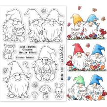 1 coală de ștampile din plastic PVC pentru DIY Scrapbooking oto Album Carduri decorative Realizarea de ștampile cu model Gnome 16x11x0.3cm