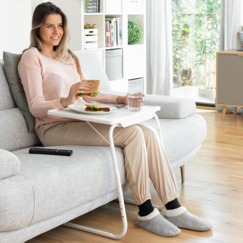 Folding Table: Adjustable Height, Angles & Versatile White 2