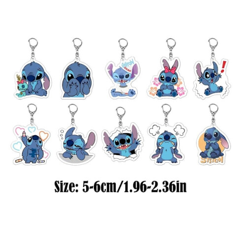 Porte-clés pendentif acrylique Stitch, accessoire pour sacs E0v1style5 Taille unique 1