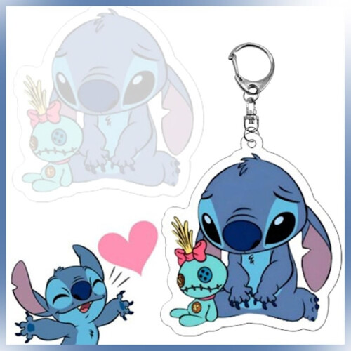 Porte-clés pendentif acrylique Stitch, accessoire pour sacs E0v1style5 Taille unique 2