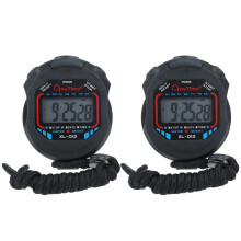 2pc 009A Timer Two-way Stopwatch Professional Movement Sports Multi-function Electronic Timer for Outdoor Sports (Black)