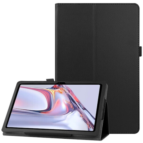 Συμβατό με Samsung Galaxy Tab A7 10.4 Θήκη από δέρμα Litchi, μαύρο, μαύρο