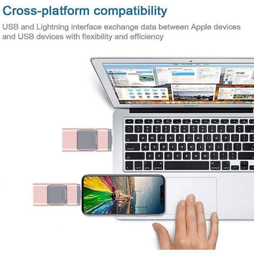 Pen drive USB 4 em 1, compatível com iPhone, iPad, PC, iOS e Android, rosa, 128 GB. 1