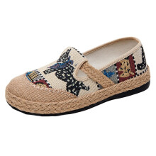Women's Espadrille SlipOn Flats, Casual Linen Canvas Loafers for Summer Sailing Beige 4