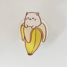 Impermeabil drăguț Kawaii banană pisică telefon Grip telefon accesoriu suport telefon (pisică albă)