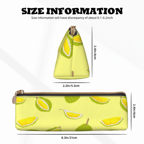Δερμάτινη θήκη για μολύβια με μοτίβο Fruit OF Durian, τσάντα αποθήκευσης με φερμουάρ για 2