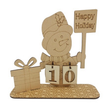 Ensemble de calendrier de Noël en bois pour bureau, décorations de Noël artisanales : Père Noël, rennes, bonhomme de neige, sapin de Noël,