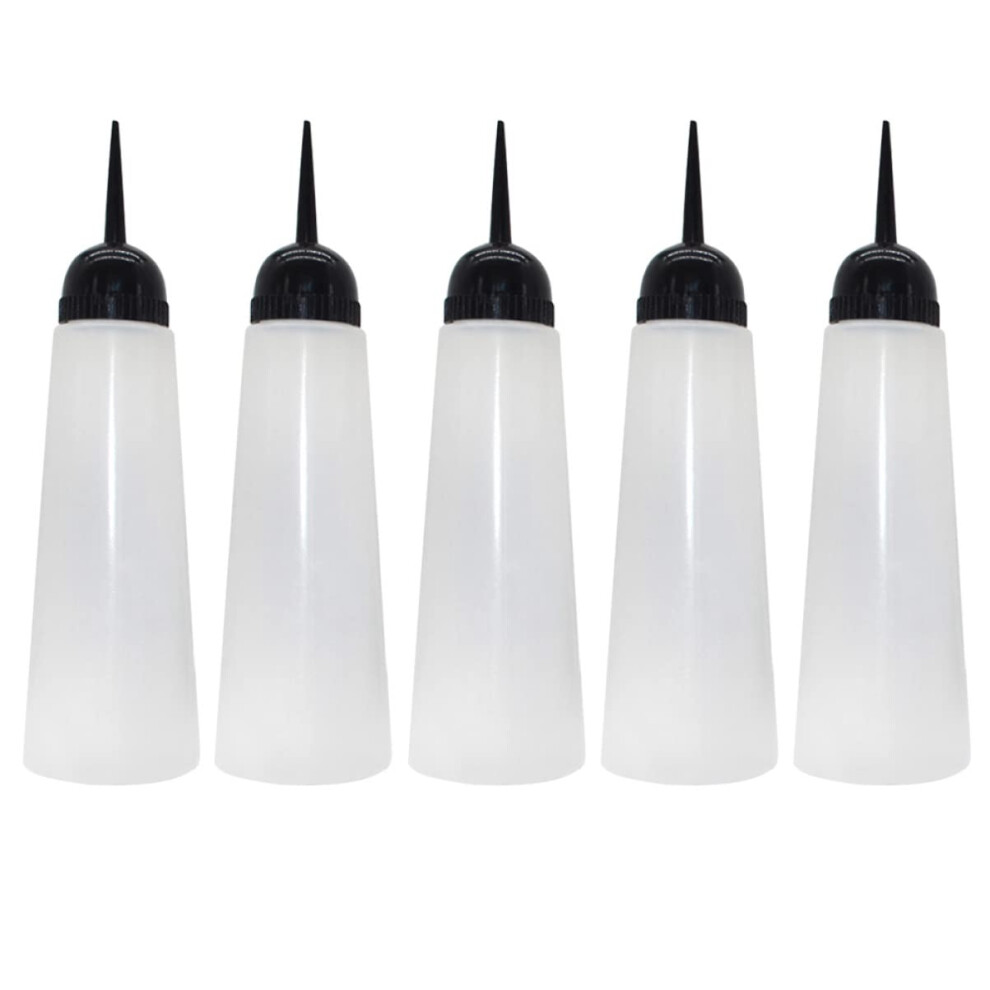 5pcs Hair Color Applicator Bottles with Nozzle, LeakResistant, Transparent LDPE for Salon
