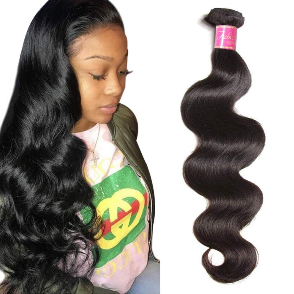 Unisex Brazilian Body Wave Hair 10A Virgin Human Hair Bundle Natural Color Weft Extensions 14Inch
