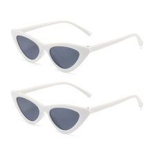 Kids Cat Eye Sunglasses Retro Narrow Frame UV Protection for Girls Outdoor Beach White Grey
