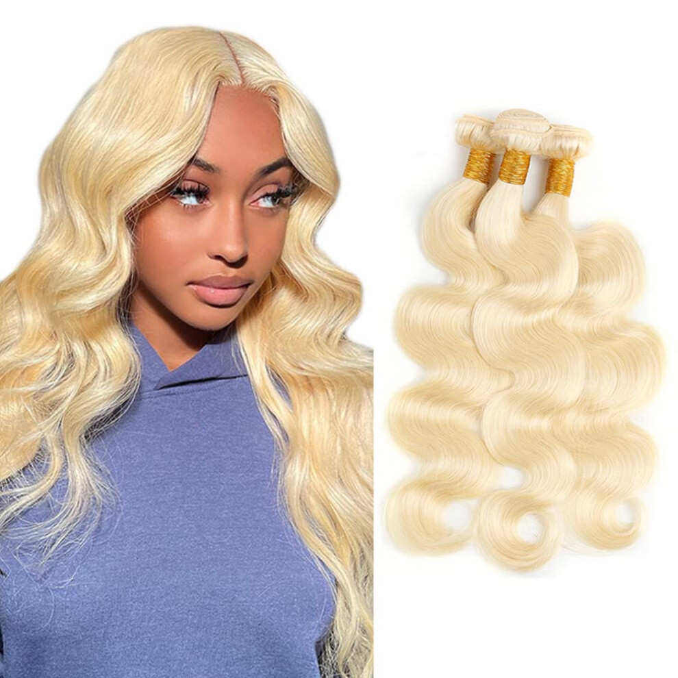 Unisex 613 Blonde Brazilian Body Wave Human Hair Bundles Virgin Extensions 14 16 18 Inch Low Shedding