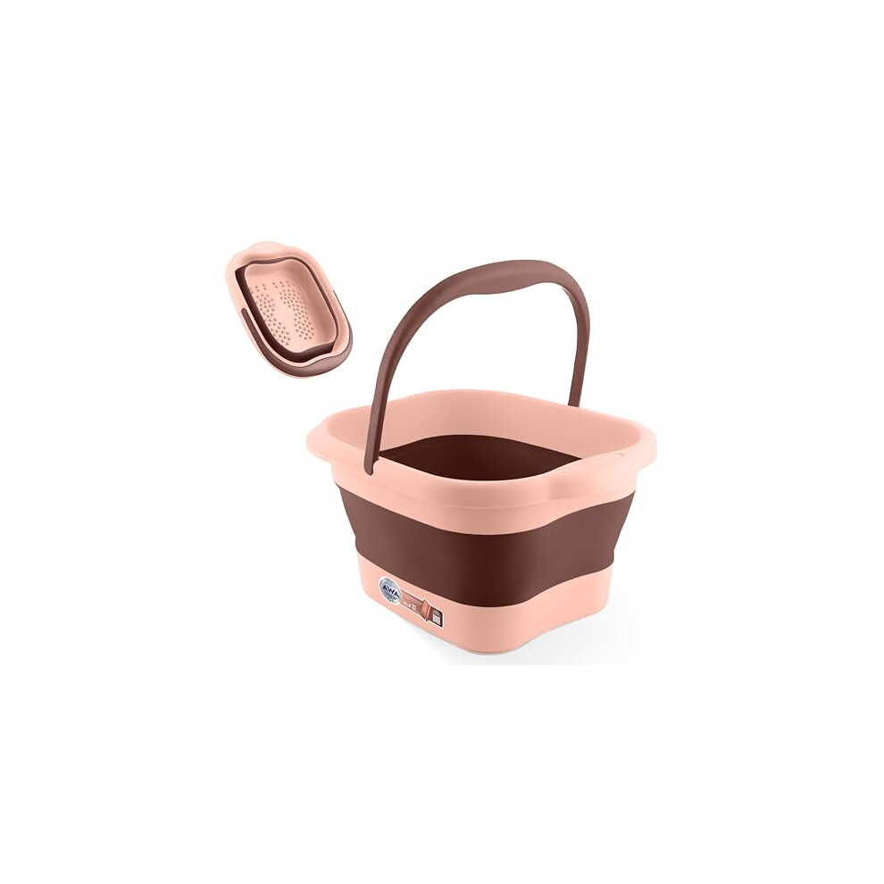 Pink Foldable Foot Bath Soak Tub With Massage Surface And Handle, Pedicure Basin