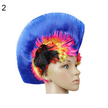 Multicolor Punk Mohawk Wig for Halloween Costume Party and Versatile Reusable Style