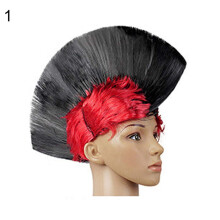 Black Mohawk Punk Wig Bold Synthetic Unisex Costume Hair for Halloween Party Cosplay
