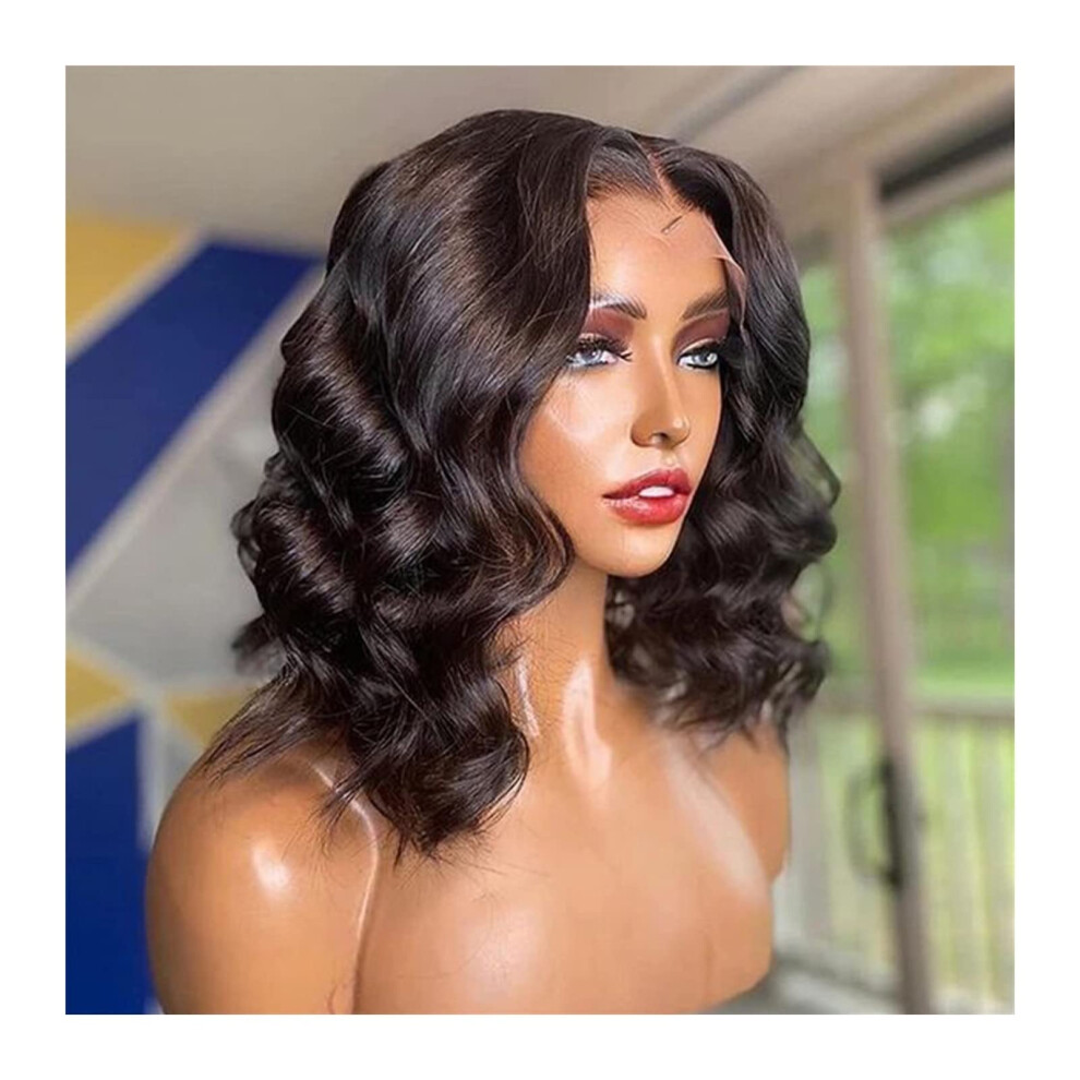 Unisex Human Hair Bob Wig Loose Wave Brazilian Virgin Hair With Transparent Lace Closure Pre Plucked