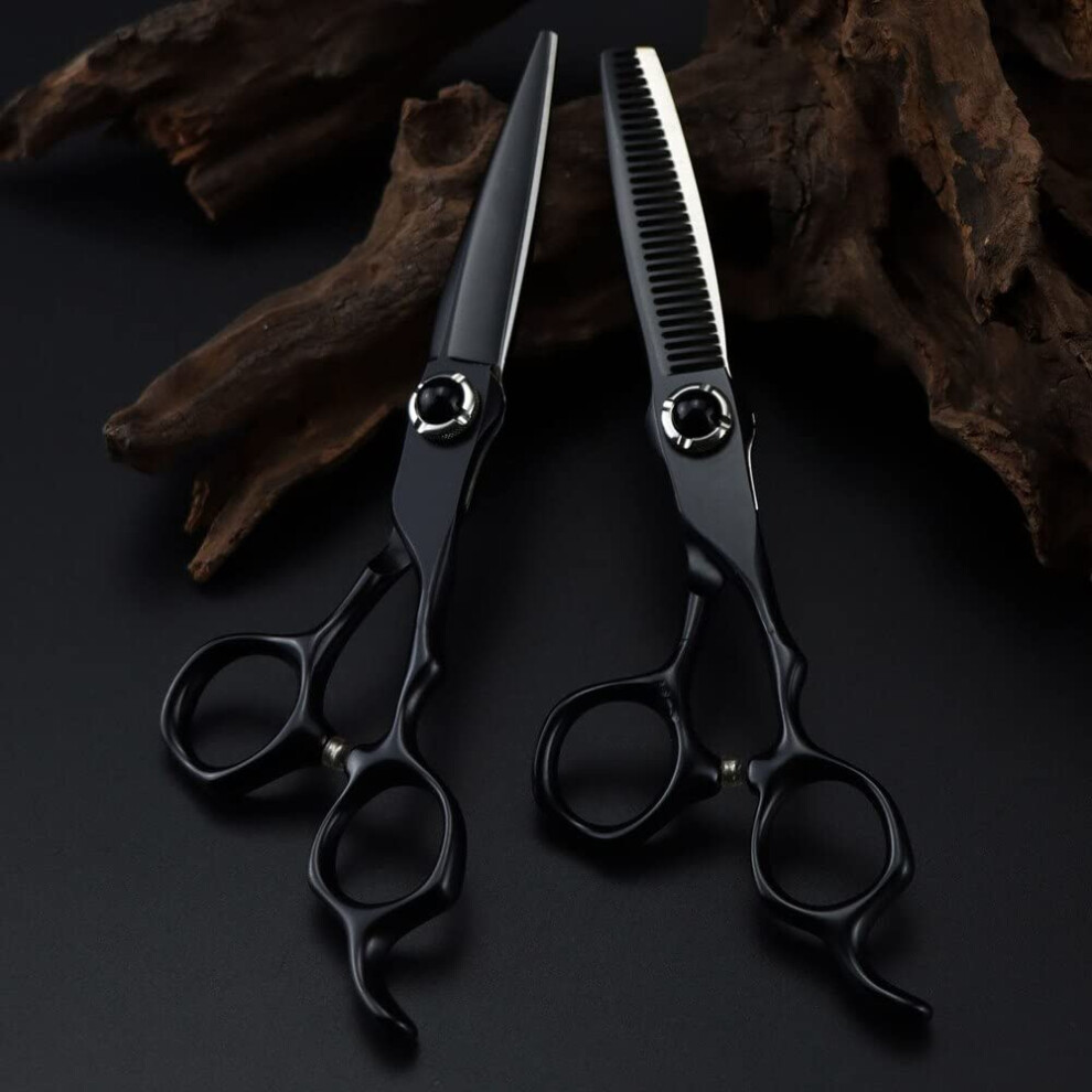 Professional Japanese Steel Hair Cutting Scissors Set with Thinning Shears, Ergonomic Design