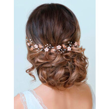 Rose Gold Bridal Hair Vine with Crystals and Pearls Handmade Wedding Headpiece for Brides