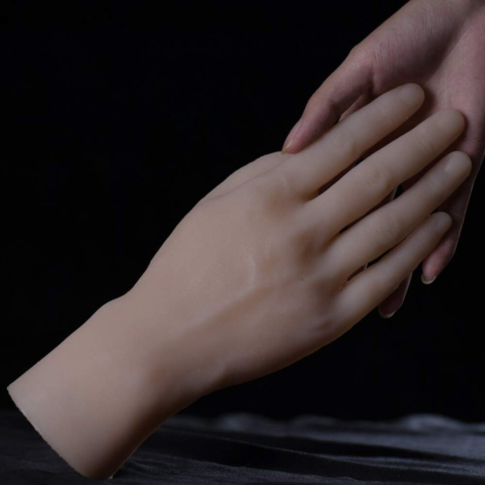 Practice Hand for Nails and Tattoos, Flexible Lifesize Silicone Model with Bendable Fingers, Reusable