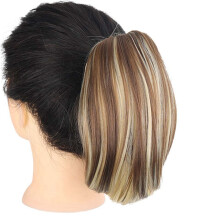 10 Inch Blonde Clip In Ponytail Extension Straight Synthetic Hairpiece with Claw Clip, Heat Resistant