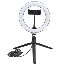 Lampa Fáinne LED Soilsithe Bog, Soilsiú Nádúrtha 20Cm 3-Dath le haghaidh Lámhach Físeáin Allamuigh agus Laistigh, Portráid, Faisean, Ealaín