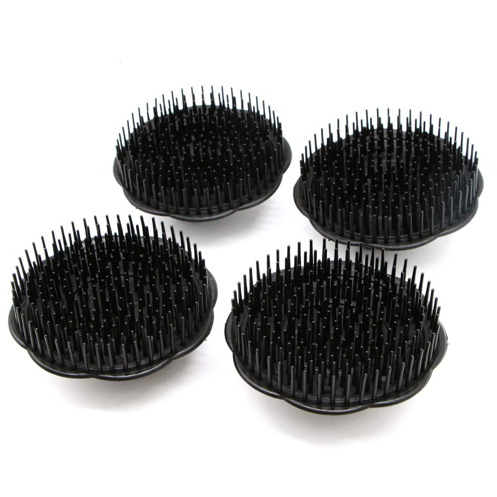 Black Scalp Massager Shampoo Brush With Ergonomic Handle For Deep Cleansing, 4 Pack