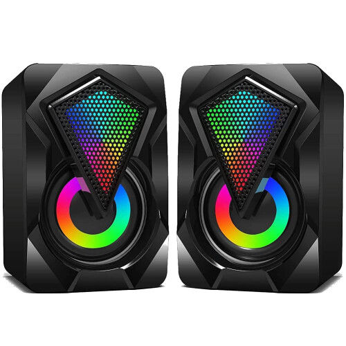Surround Bass Performance Computer Speakers, Colourful LED Lighting, Matches Computer Games Visuals Perfectly